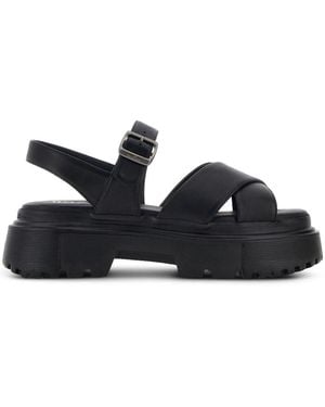 Hogan Leather Sandal With Midsole - Black