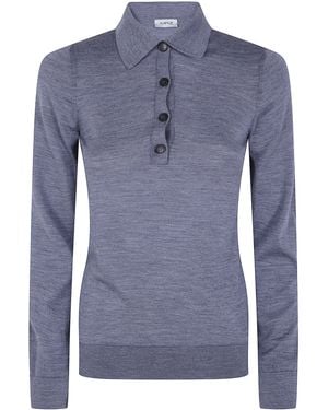 Mrz Long Sleeves Polo Neck Sweater - Blue