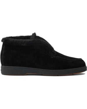 Santoni "Desert" Ankle Boots With Fur - Black