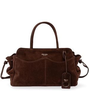 Prada Allusion Large Suede Bag - Brown