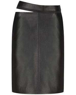 Fendi Leather Midi Skirt. - Black