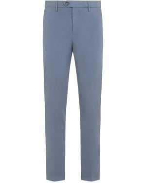 Canali Light Classic Cotton Chino Pants - Blue