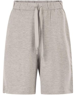 Majestic Stretch Viscose Bermuda Shorts With Drawstring Waist - Gray