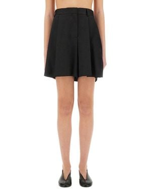 Moschino Asymmetrical Virgin Wool Shorts - Black