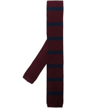 Brunello Cucinelli Burgundy Striped Knit Tie - Purple