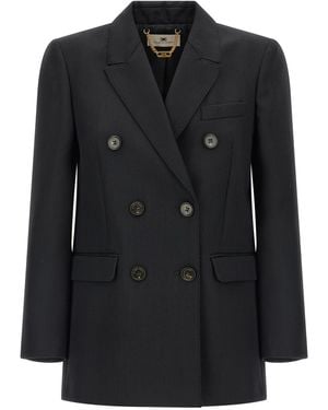 Elisabetta Franchi Double-Breasted Blazer - Black