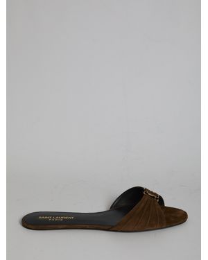 Saint Laurent Suede Babylone Slippers - Gray
