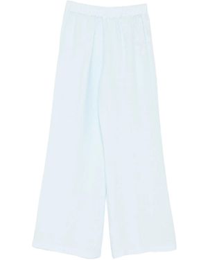 120% Lino Linen Pants With Drawstring Waist - White