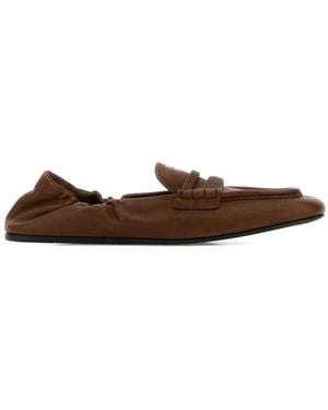 Miu Miu Ruches Nappa Leather Loafers - Brown