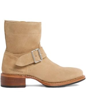 DSquared² Tabacco Calf Leather Biker Boots - Natural