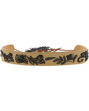 Dries Van Noten Beads Embroidery Belt - White