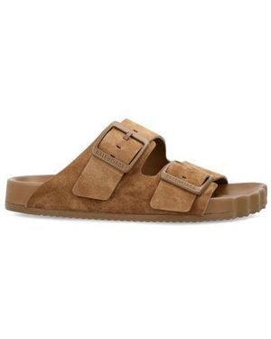 Balenciaga Suede Sunday Slippers - Brown