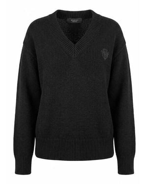 Gucci Wool Cashmere V-Neck Sweater - Black