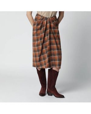 6397 Draped Tartan Skirt - Brown