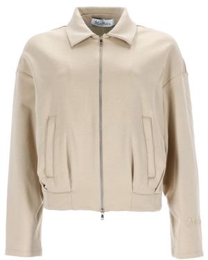 Max Mara Silk And Cotton Crop Sweatshirt - Natural