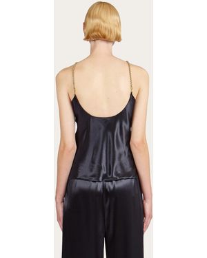 Ferragamo Twisted-Strap Satin Top - Black