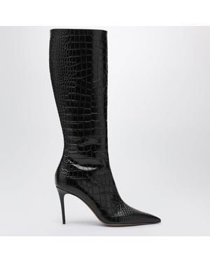 Paris Texas Vera 85 Charcoal Crocodileeffect Leather Boots - Black