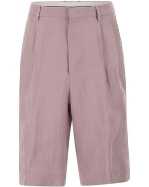 Tagliatore Tailored Linen Bermuda Shorts - Blue