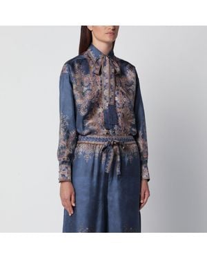 Zimmermann Valiant Relaxed Silk Shirt - Blue