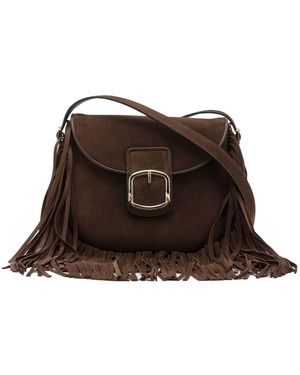 Santoni Small Calf Leather Crossbody Bag - Brown