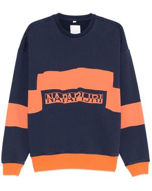 Napapijri T-Shirt With Dark Stripes - Blue