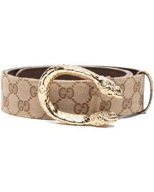 Gucci Belt With Distinctive Buckle - Natural