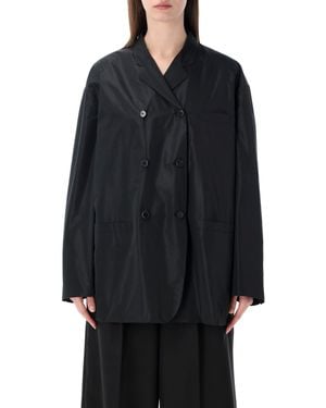 Prada Double-Breasted Technical Taffeta Jacket - Blue