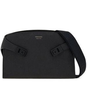 Ferragamo Calfskin Luggage With Adjustable Shoulder Strap - Black