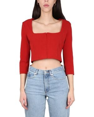 Acne Studios Long Sleeve Square Neck Top - Red