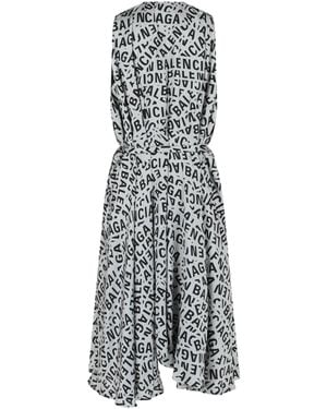 Balenciaga Logo-Print Midi Dress - White