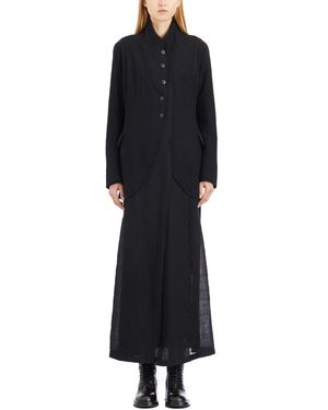 Marc Le Bihan Wool And Cotton Long Coat - Black