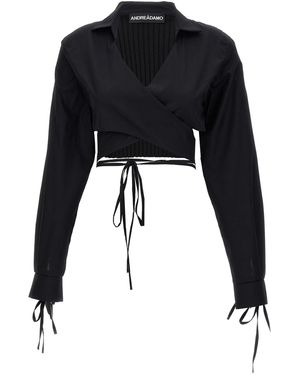 ANDREADAMO Criss Cross Shirt And Blouse - Black
