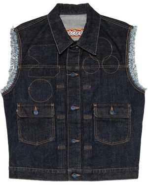 KENZO Frayed Sleeveless Gilets - Blue