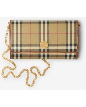 Burberry Check Chain Strap Wallet - Metallic