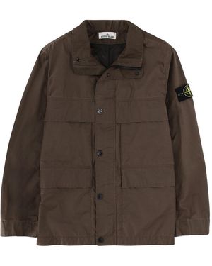 Stone Island Field Jacket Long Sleeves Collared Neck - Brown