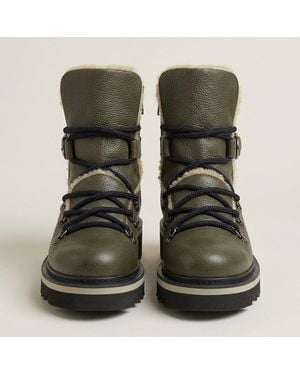 Ferragamo Elimo F Leather Boots — /Khaki - Green
