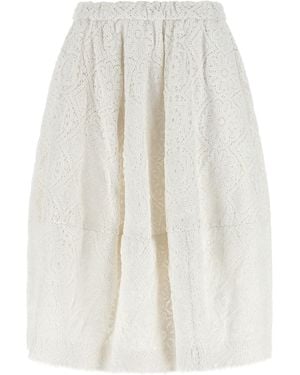 Comme des Garçons Cotton Midi Skirt - White