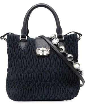 Miu Miu Matelasse Denim Crystal Satchel - Blue