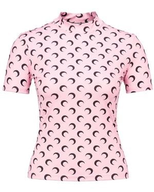 Marine Serre Moon Ss Crewneck T-Shirt - Pink