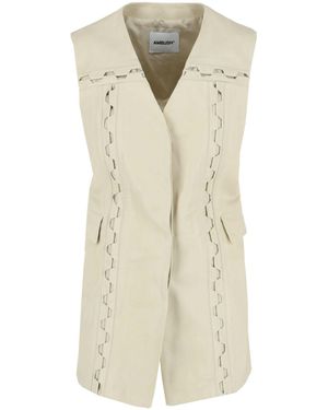Ambush Lace Up Leather Vest - White