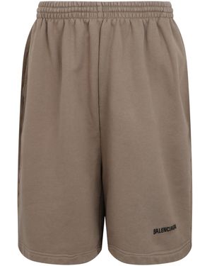 Balenciaga Oversized Logo-Embroidered Sweatshorts - Gray