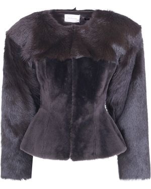 Magda Butrym Leather Fur Jacket - Black