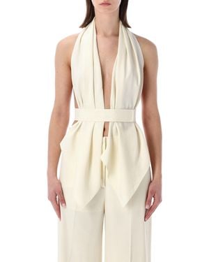 Alberta Ferretti Alberta Ferretti Draped Scarf-Effect Top - White