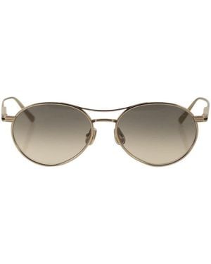 Brunello Cucinelli Titanium Aviator Sunglasses With Crystal Lenses - Natural