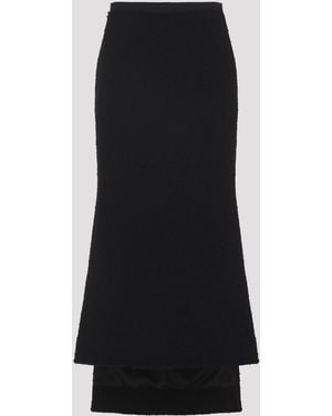 Lanvin Asymmetric Straight-Fit Virgin Wool Skirt - Black