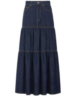 Saint Laurent Country Denim Skirt - Blue