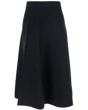 Max Mara Midi Skirt With Elastic High Waist - Blue