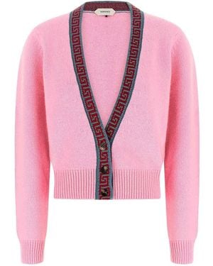 Versace Wool And Cashmere Cardigan - Pink