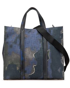 Fendi Large Zucca Jacquard Tie Dye Sunset Shopper Tote - Blue