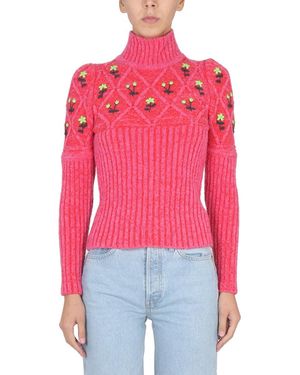 Cormio Jersey With Floral Embroidery - Red